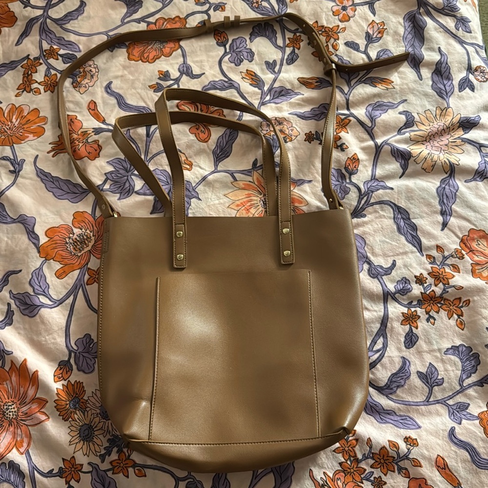 Vegan Leather Brown Tote Bag
